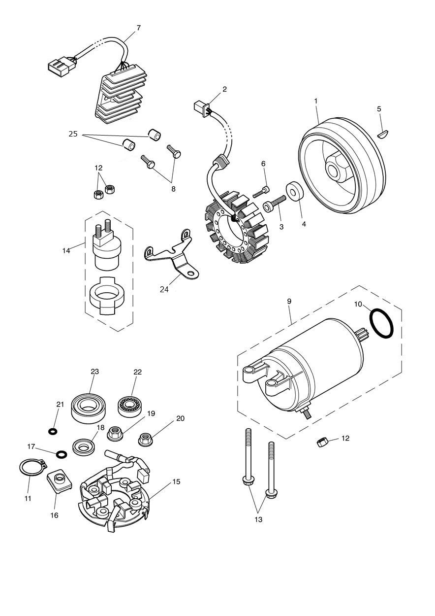 Starter & Alternator exploded diagram