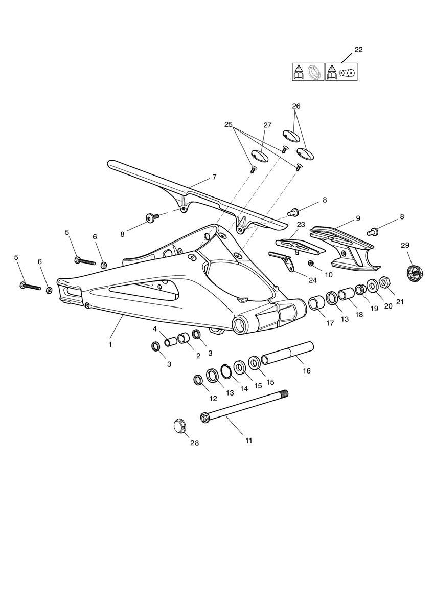 Rear Swingarm exploded diagram