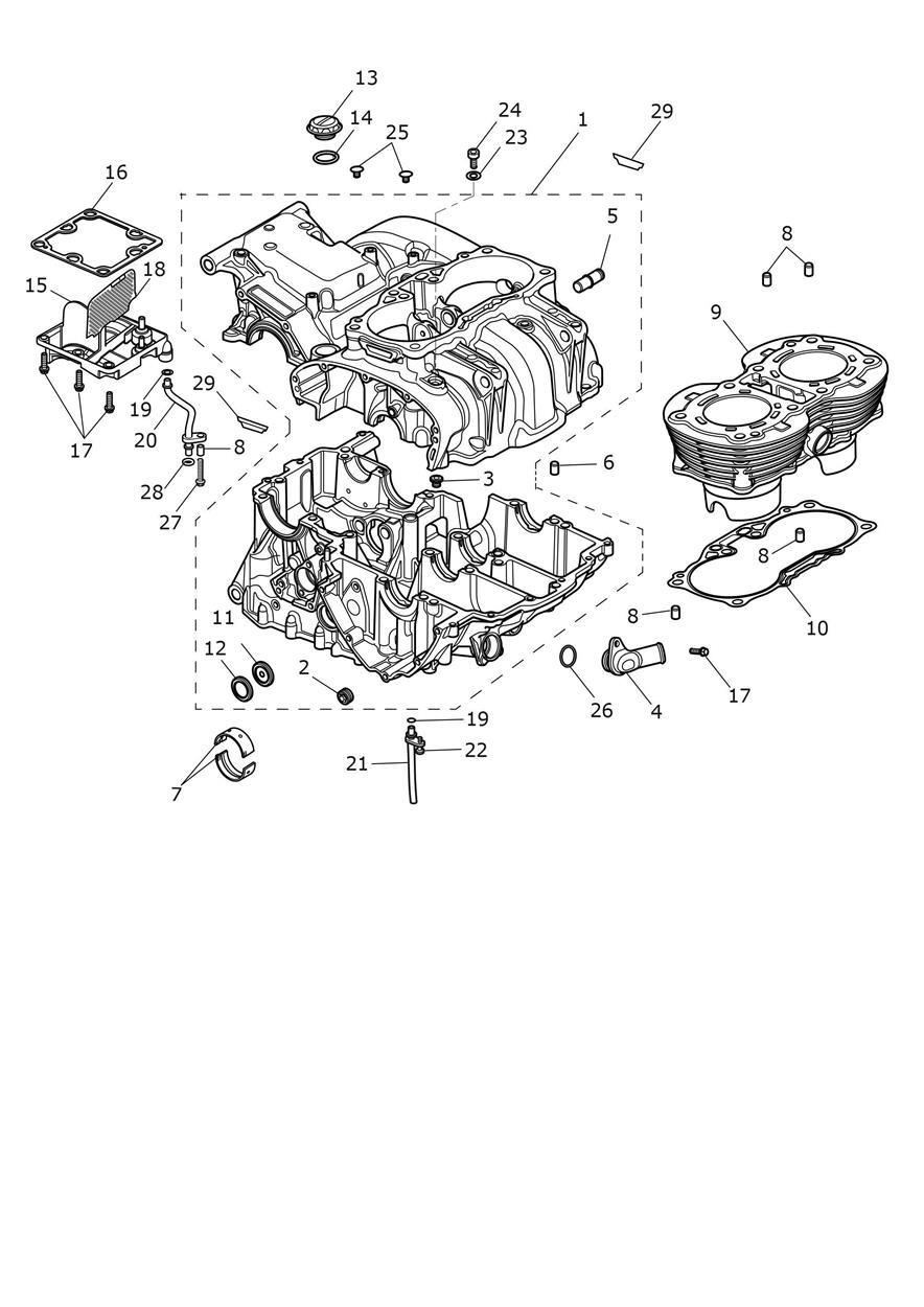 Crankcase & Fittings exploded diagram