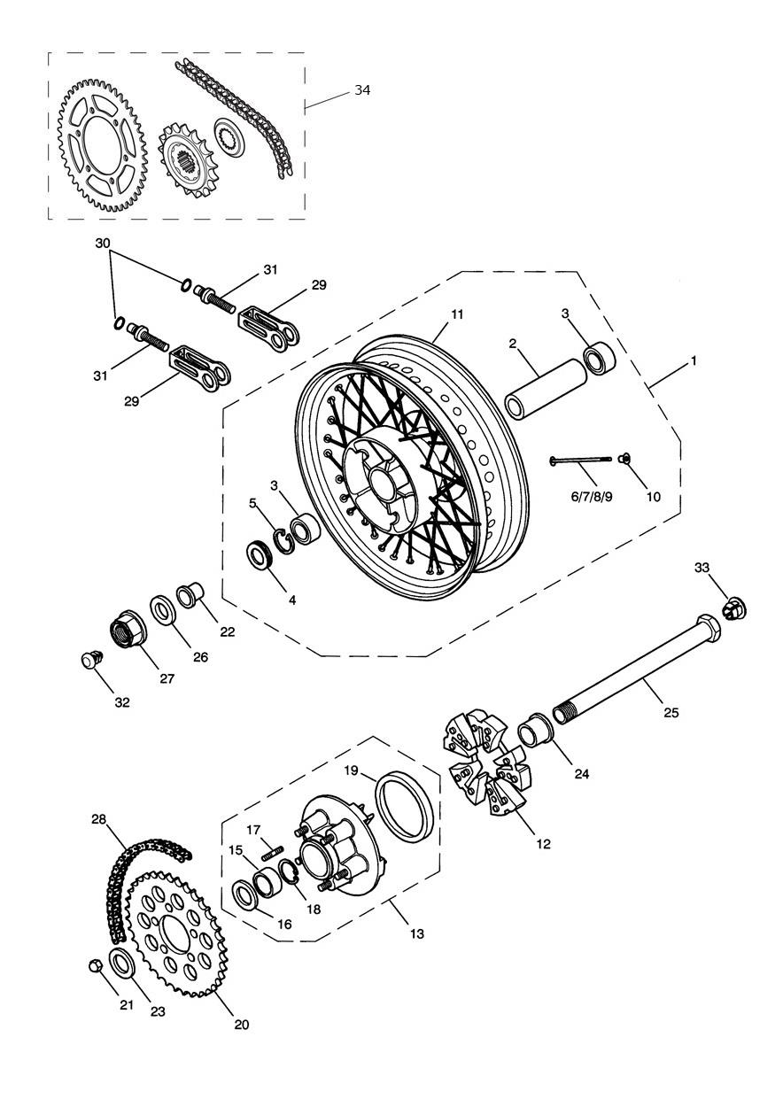Rear Wheel/Final Drive exploded diagram