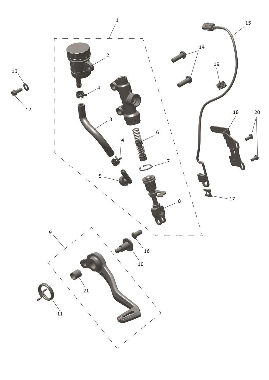 Rear Brake Master Cylinder exploded diagram
