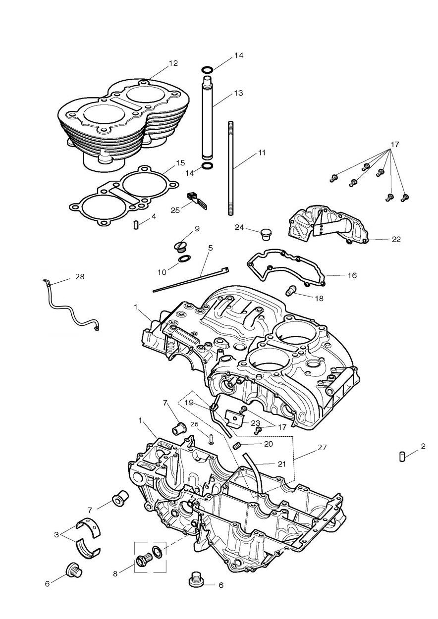 Crankcase & Fittings exploded diagram