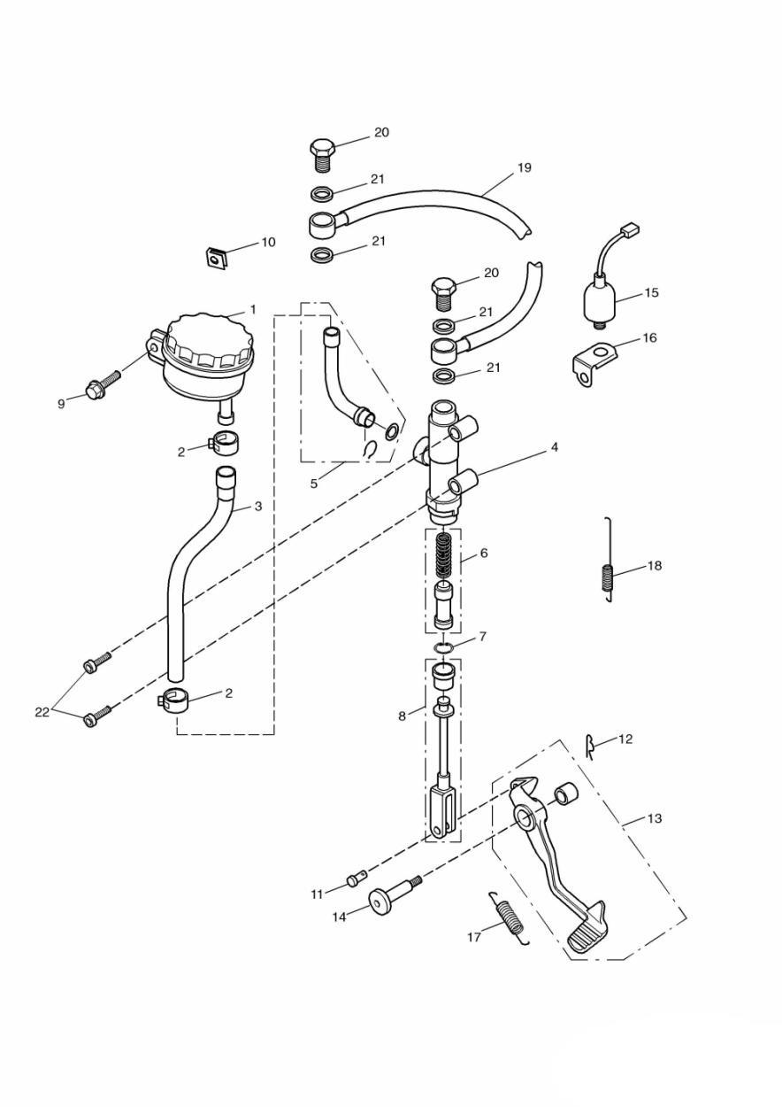 Rear Brake Master Cylinder exploded diagram