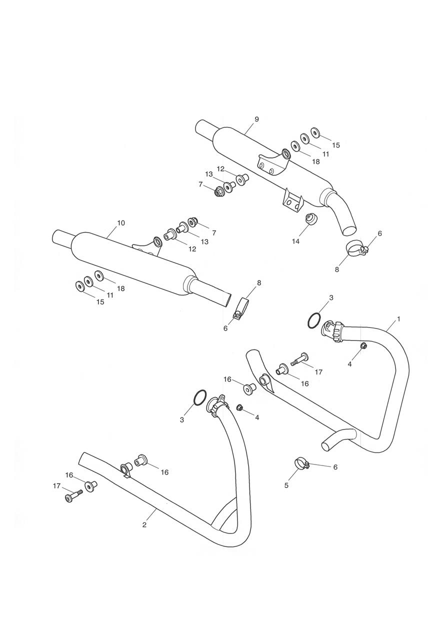 Exhaust System - Bonneville T100 exploded diagram