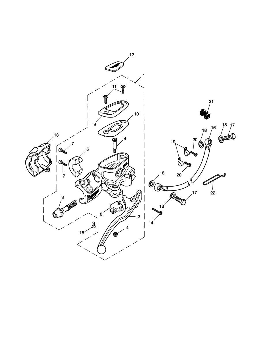 Front Brake Master Cylinder & Hoses exploded diagram