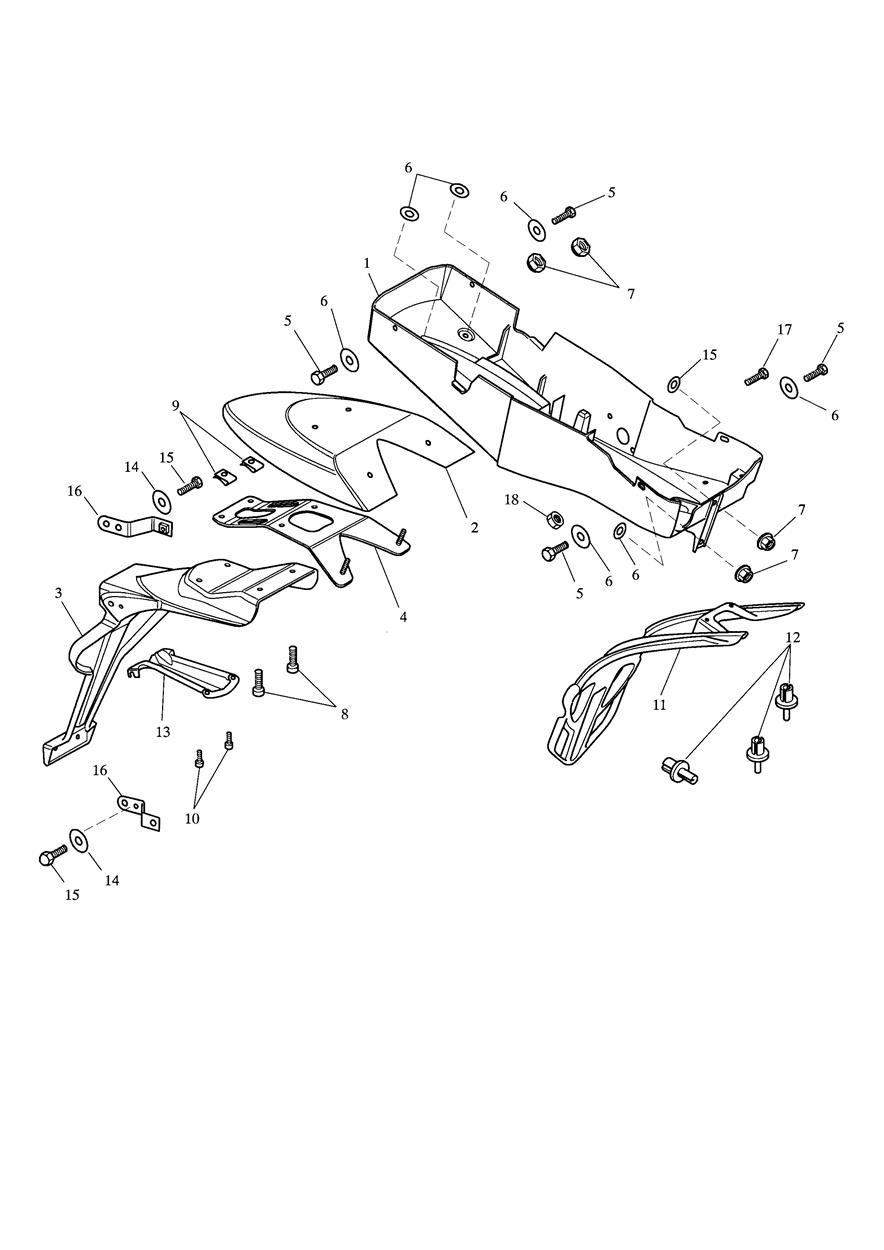Rear Mudguard & Battery Box exploded diagram