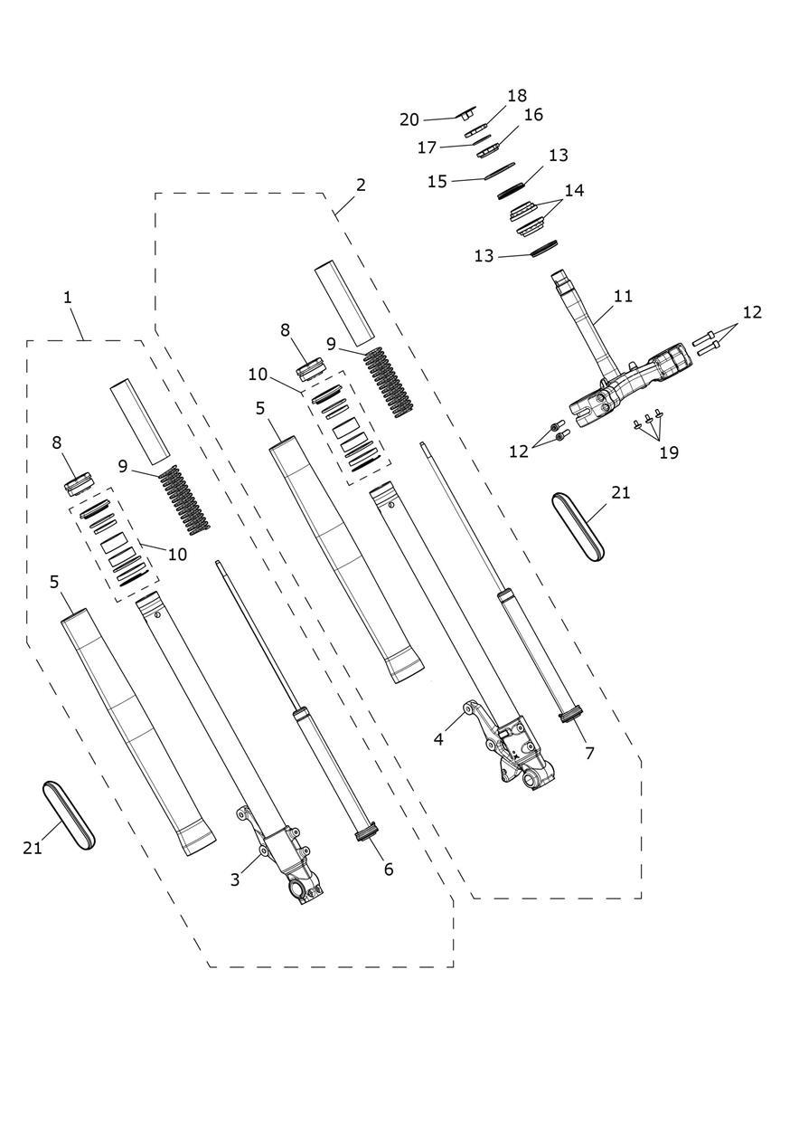 Front Forks & Lower Yoke exploded diagram