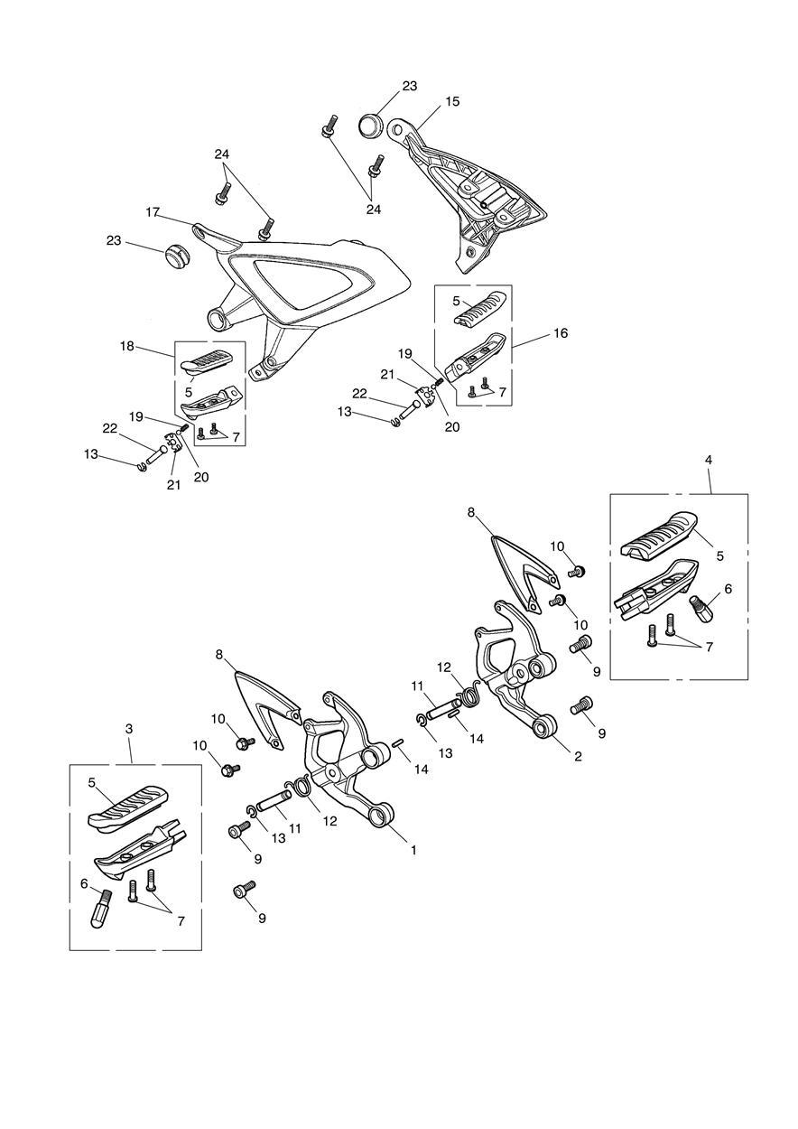 Footrests & Mountings exploded diagram