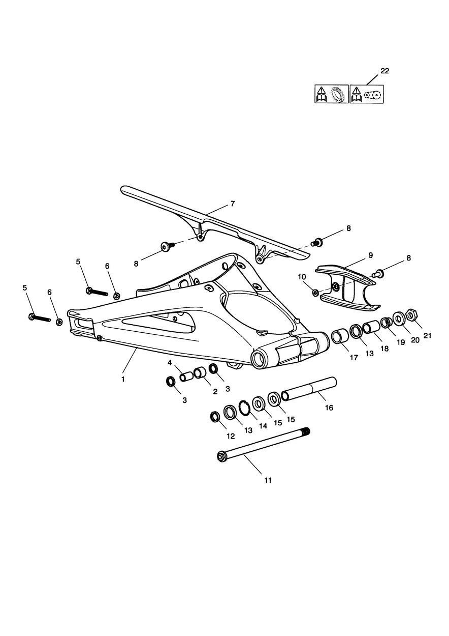Rear Swinging Arm exploded diagram
