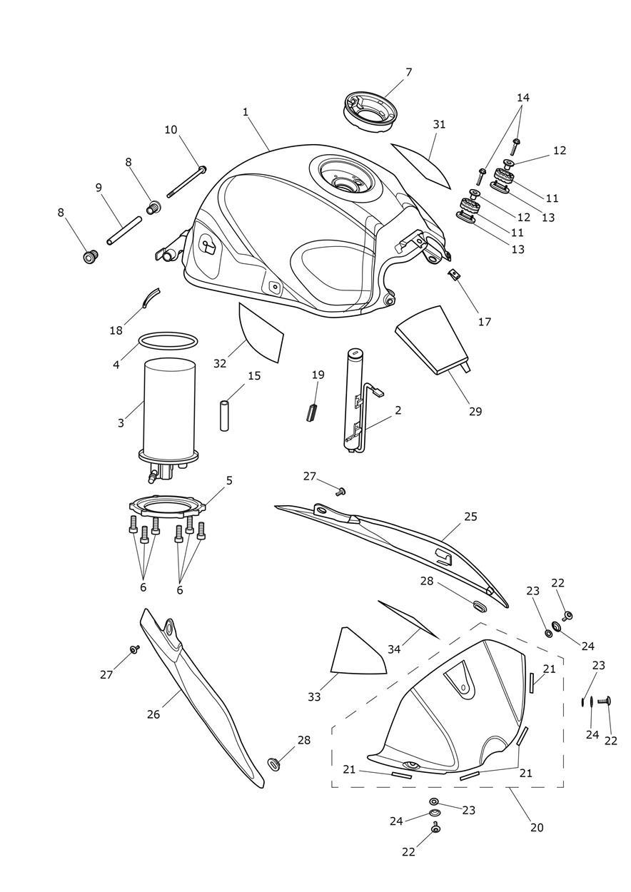 Fuel Tank/Fuel Pump Fittings exploded diagram