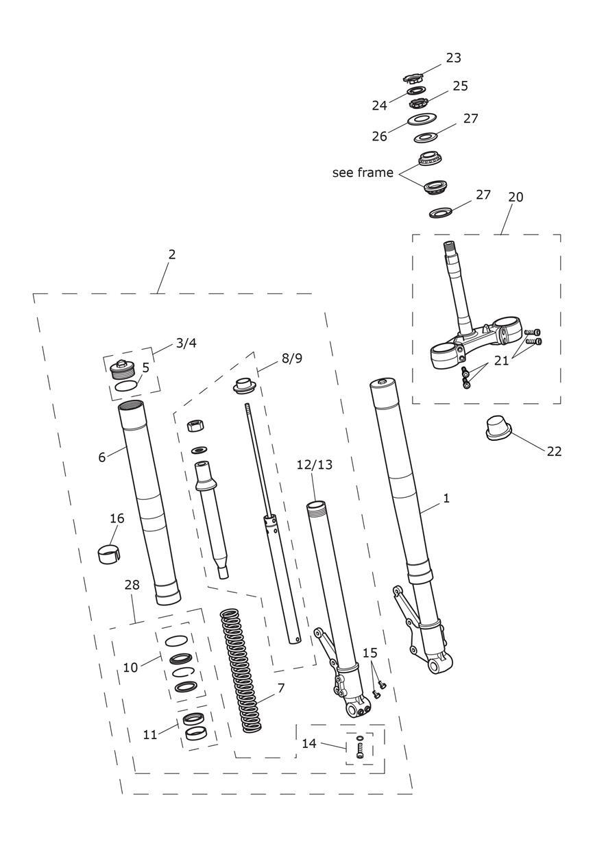 Front Forks & Yokes exploded diagram