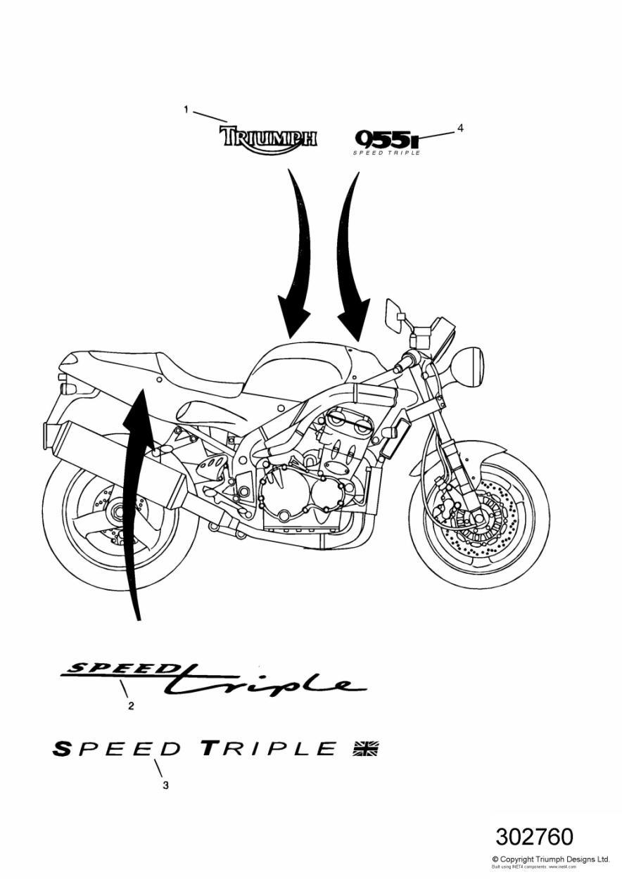 Bodywork - Decals 955cc Engine exploded diagram
