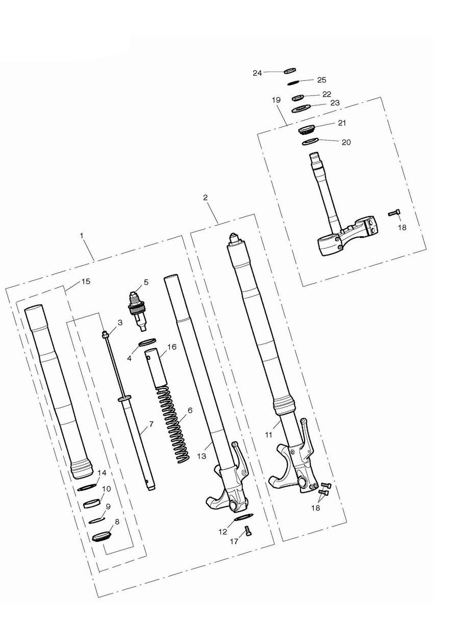 Front Forks & Yokes exploded diagram