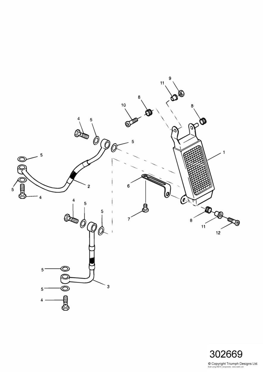 Oil Cooler 885cc Engine exploded diagram
