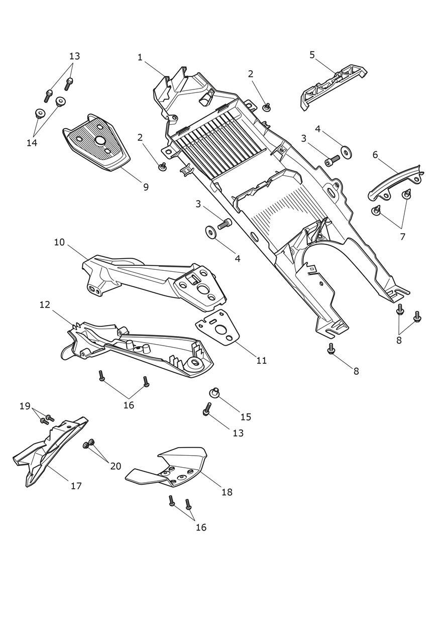 Rear Mudguard exploded diagram