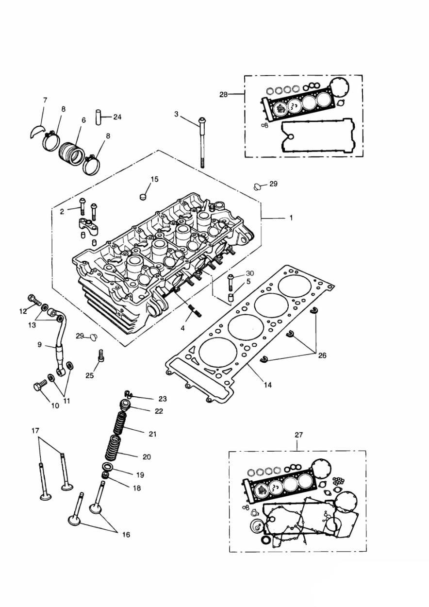 Cylinder Head and Valves exploded diagram