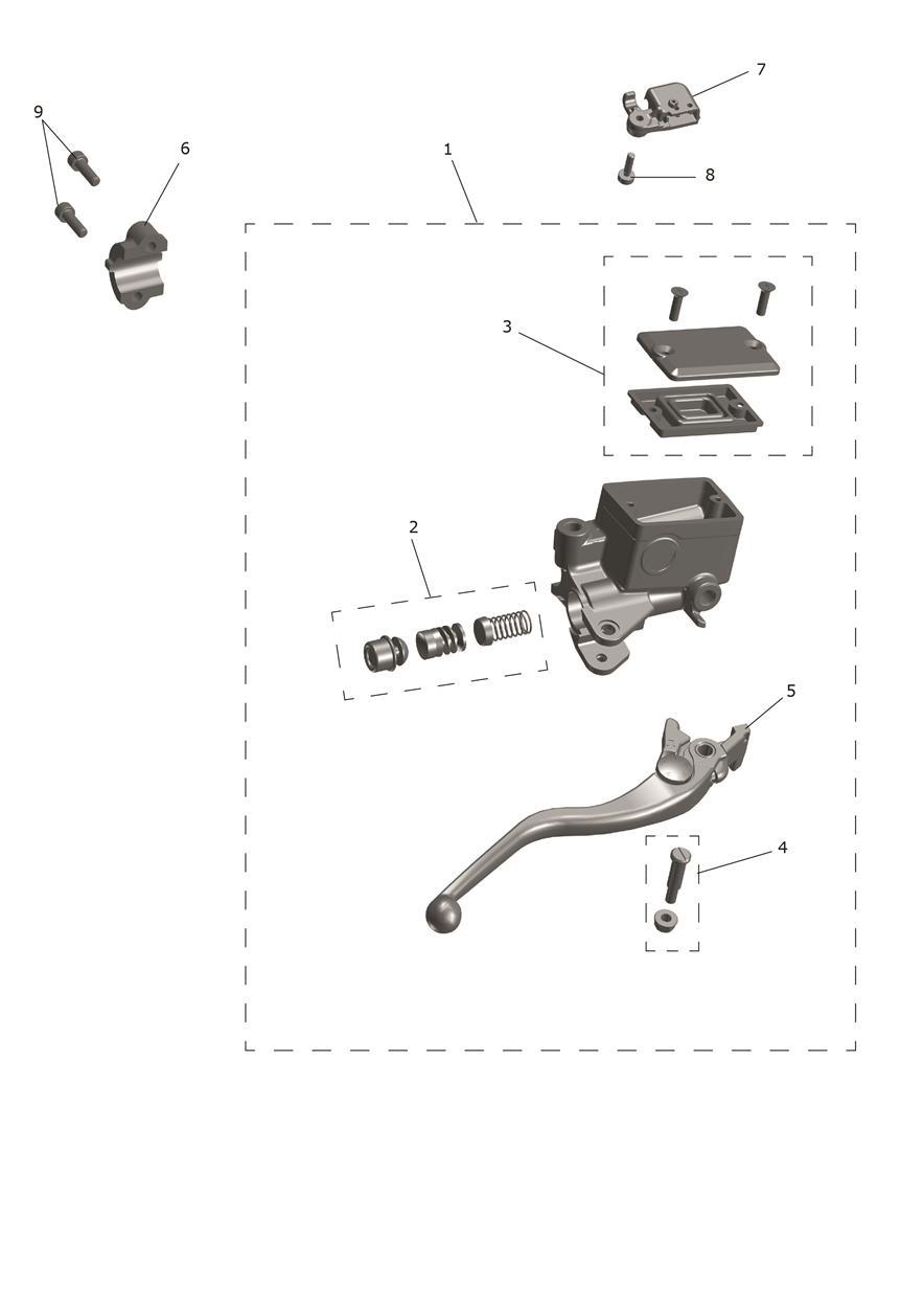 Front Brake Master Cylinder & Hoses exploded diagram