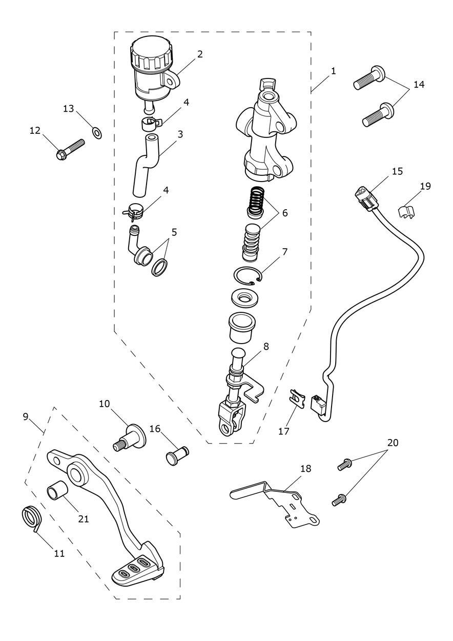 Rear Brake Master Cylinder exploded diagram