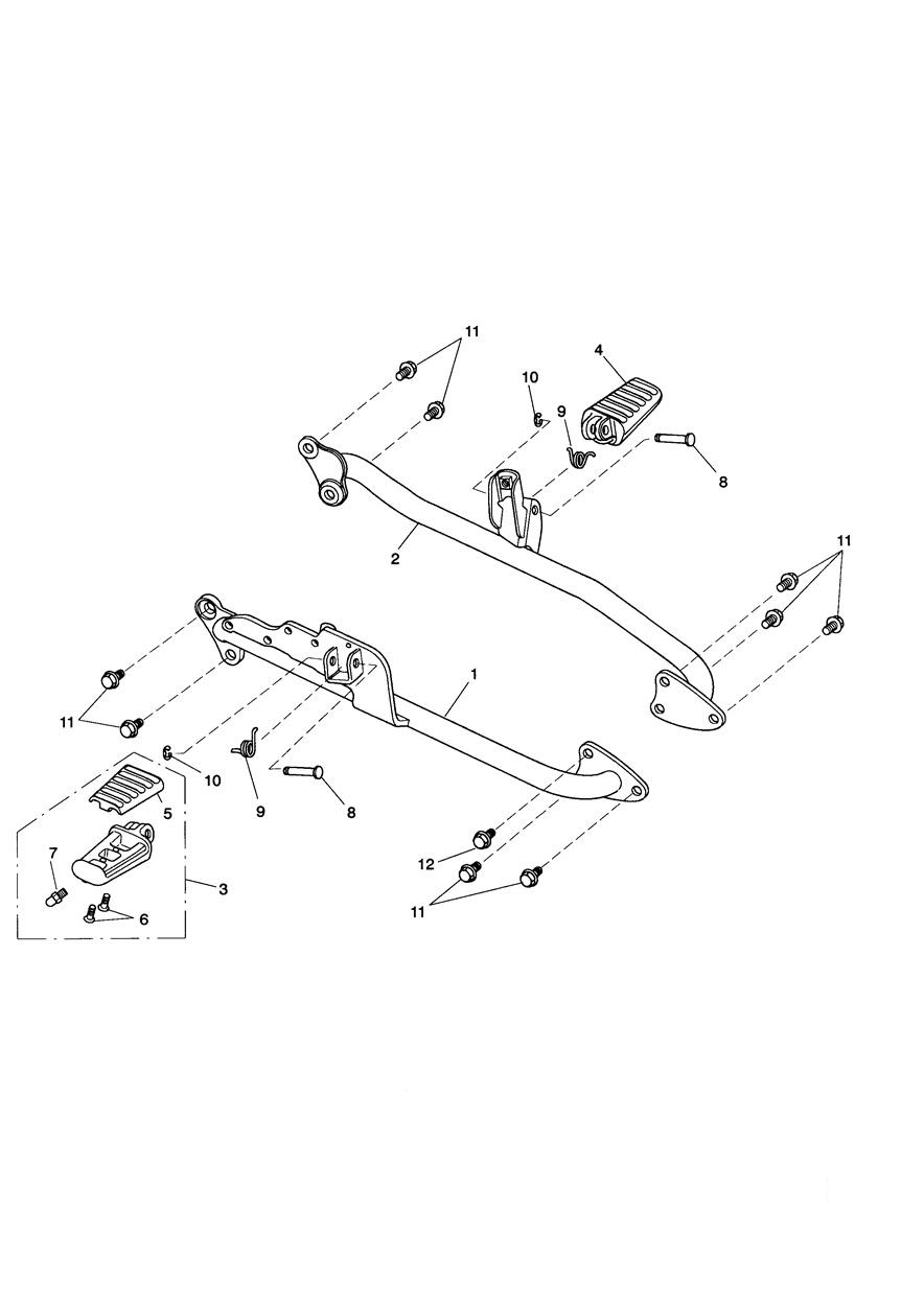 Front Footrests & Mountings - Roadster exploded diagram