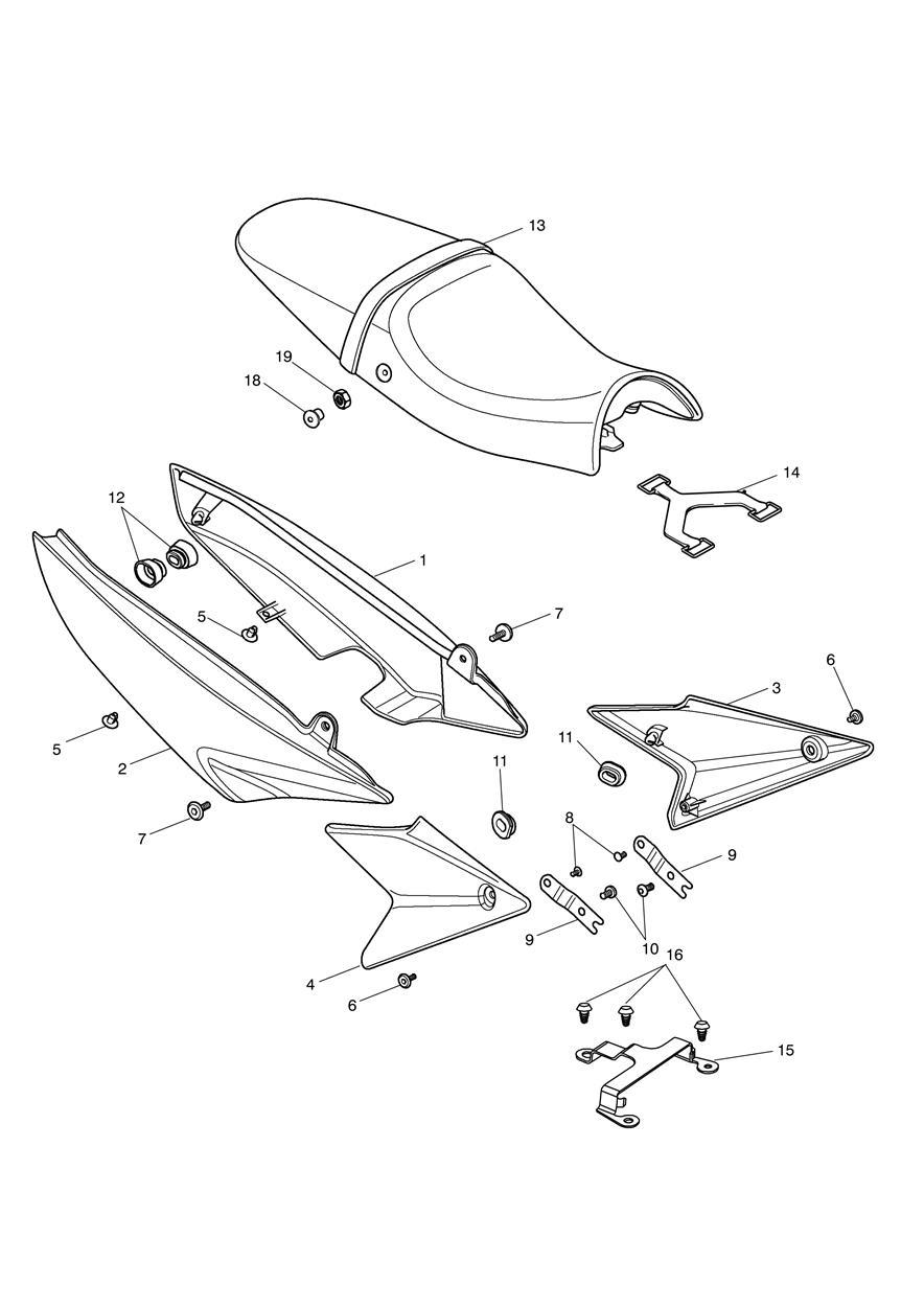 Rear Bodywork & Seat exploded diagram