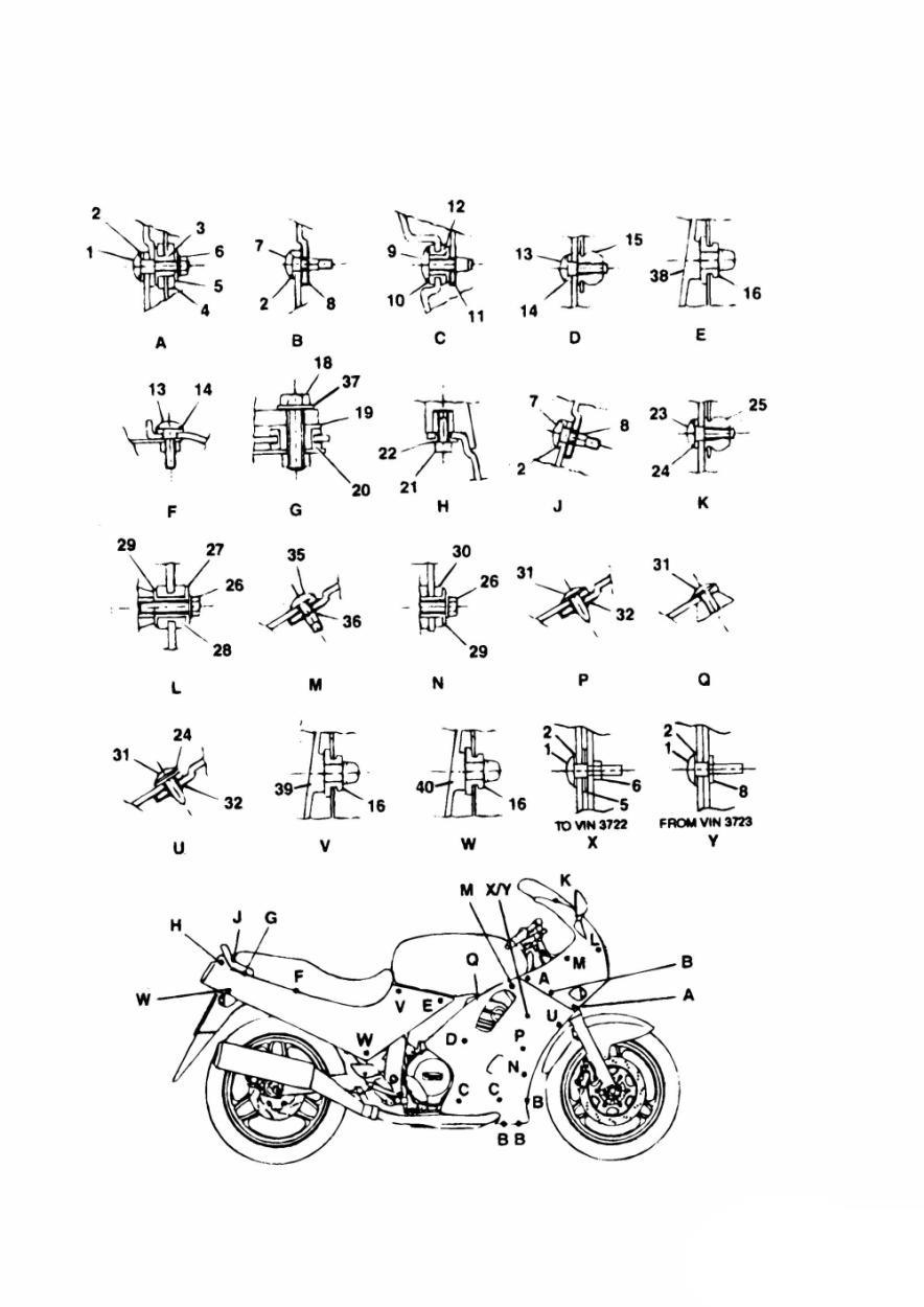 Bodywork Fixings exploded diagram