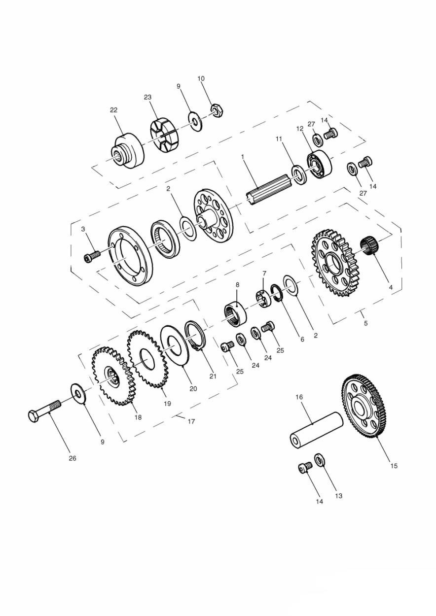 Alternator & Starter Gears exploded diagram