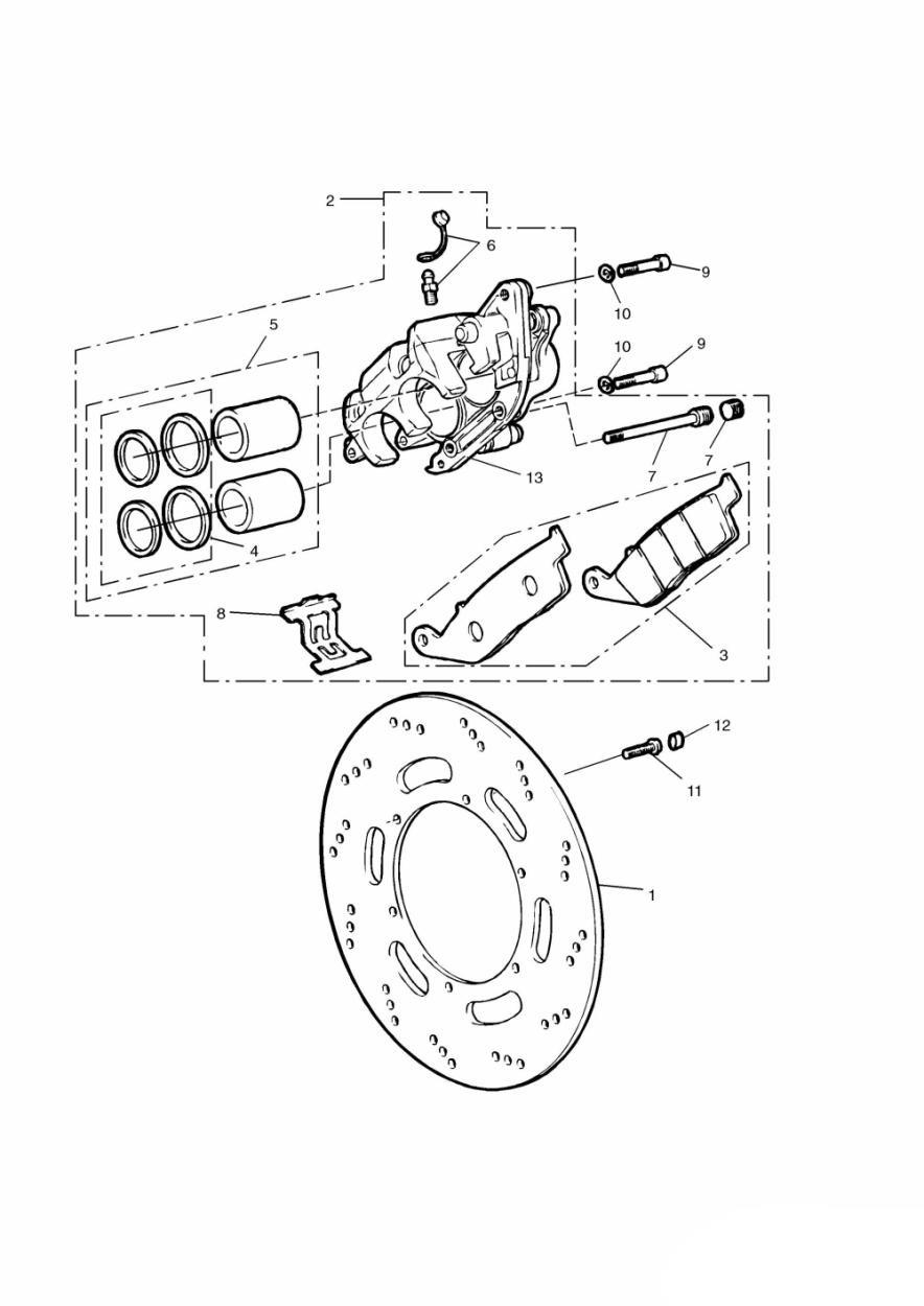 Front Brake Caliper and Disc exploded diagram