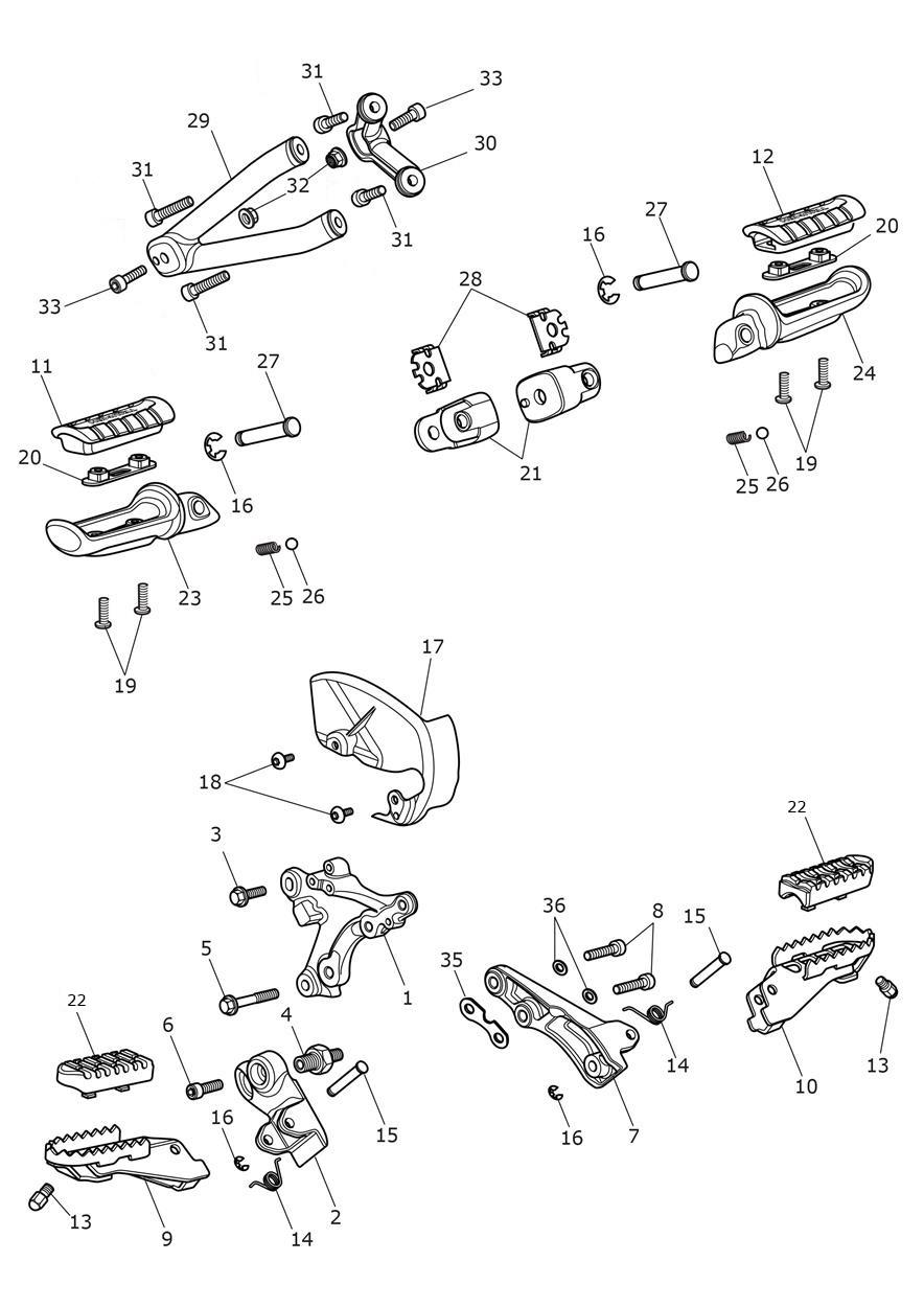 Foot Controls exploded diagram
