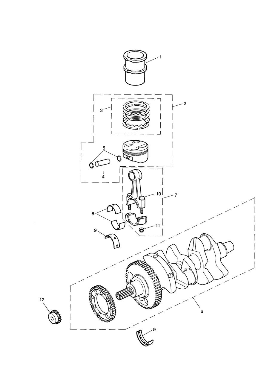 Crankshaft, Connecting Rods, Pistons & Liners exploded diagram