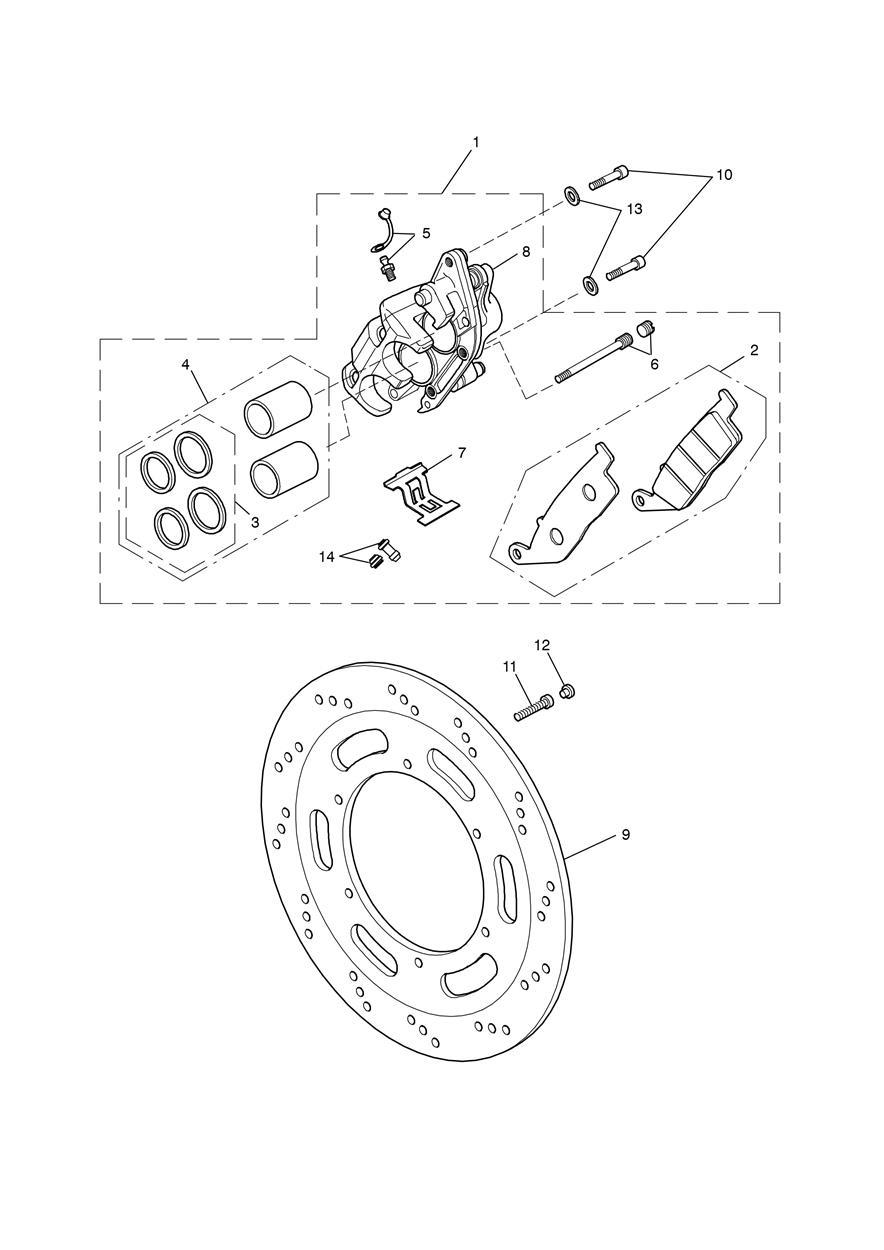 Front Brake Caliper & Discs exploded diagram