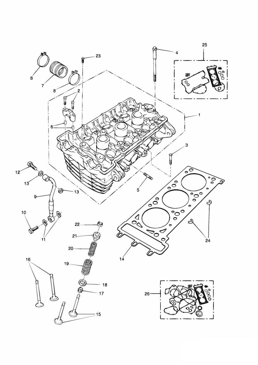 Cylinder Head and Valves exploded diagram