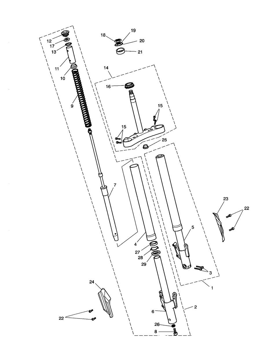 Front Forks & Yokes - Rocket III & Classic Only exploded diagram