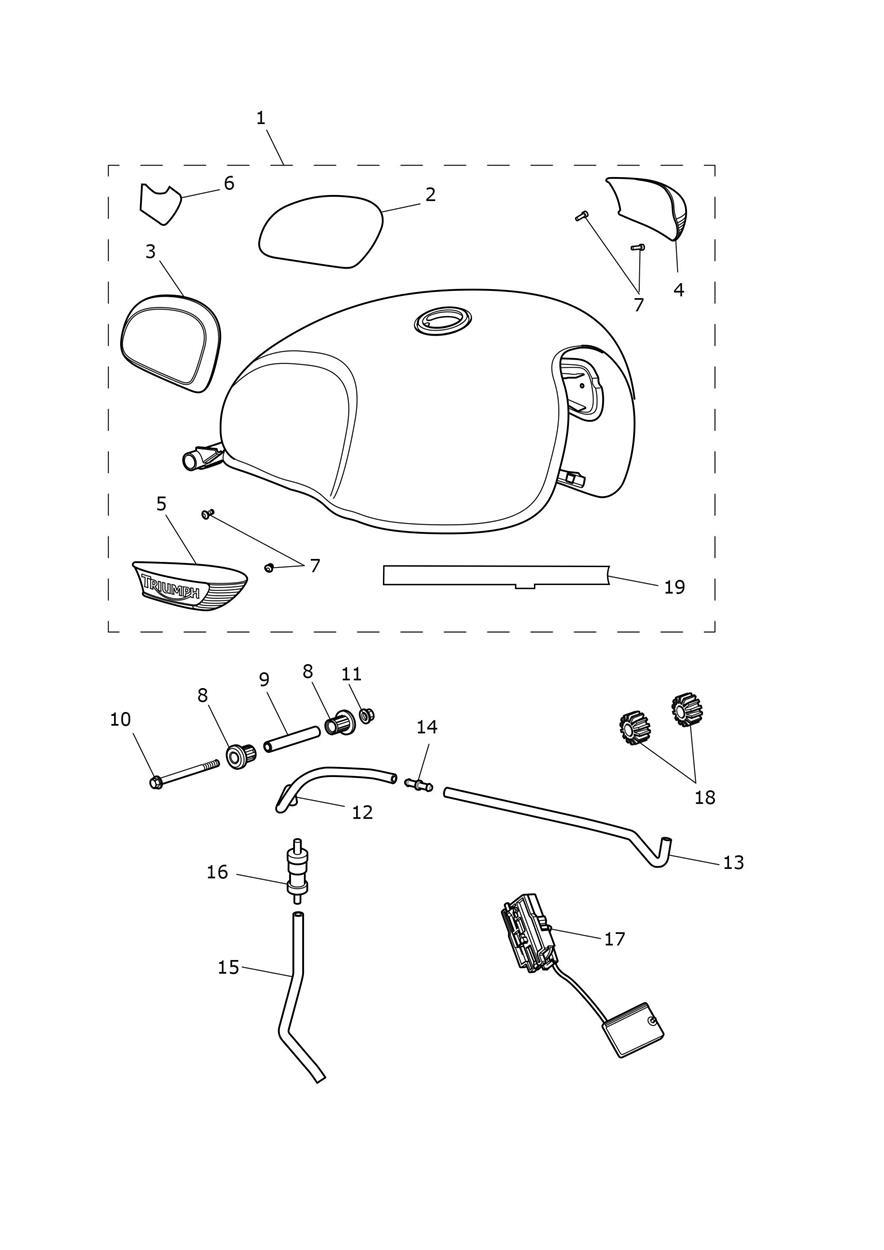 Fuel Tanks - Chrome/Cobalt Blue Tanks exploded diagram