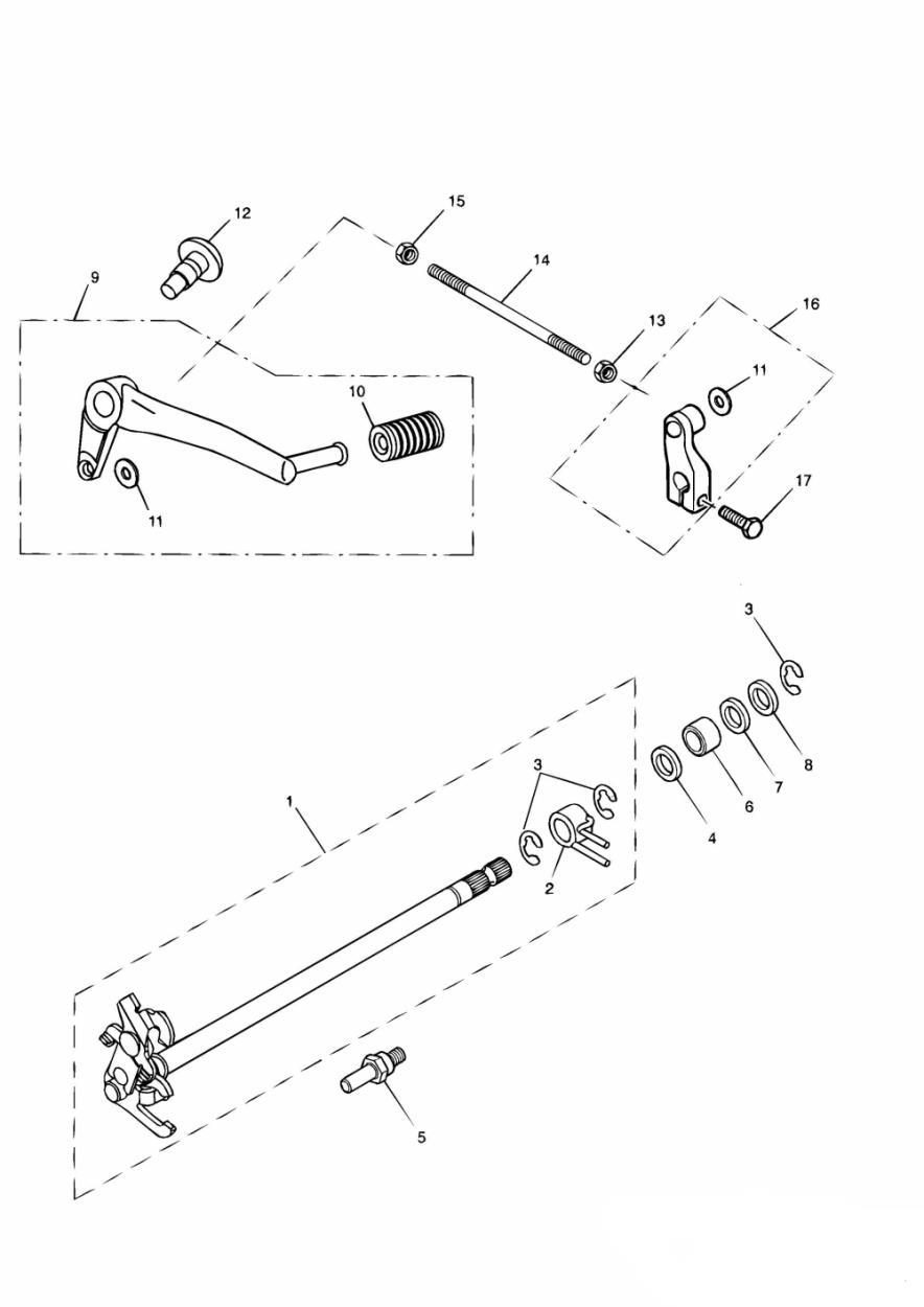 Gear Change Mechanism exploded diagram