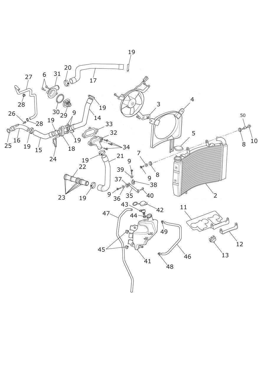 Cooling system exploded diagram