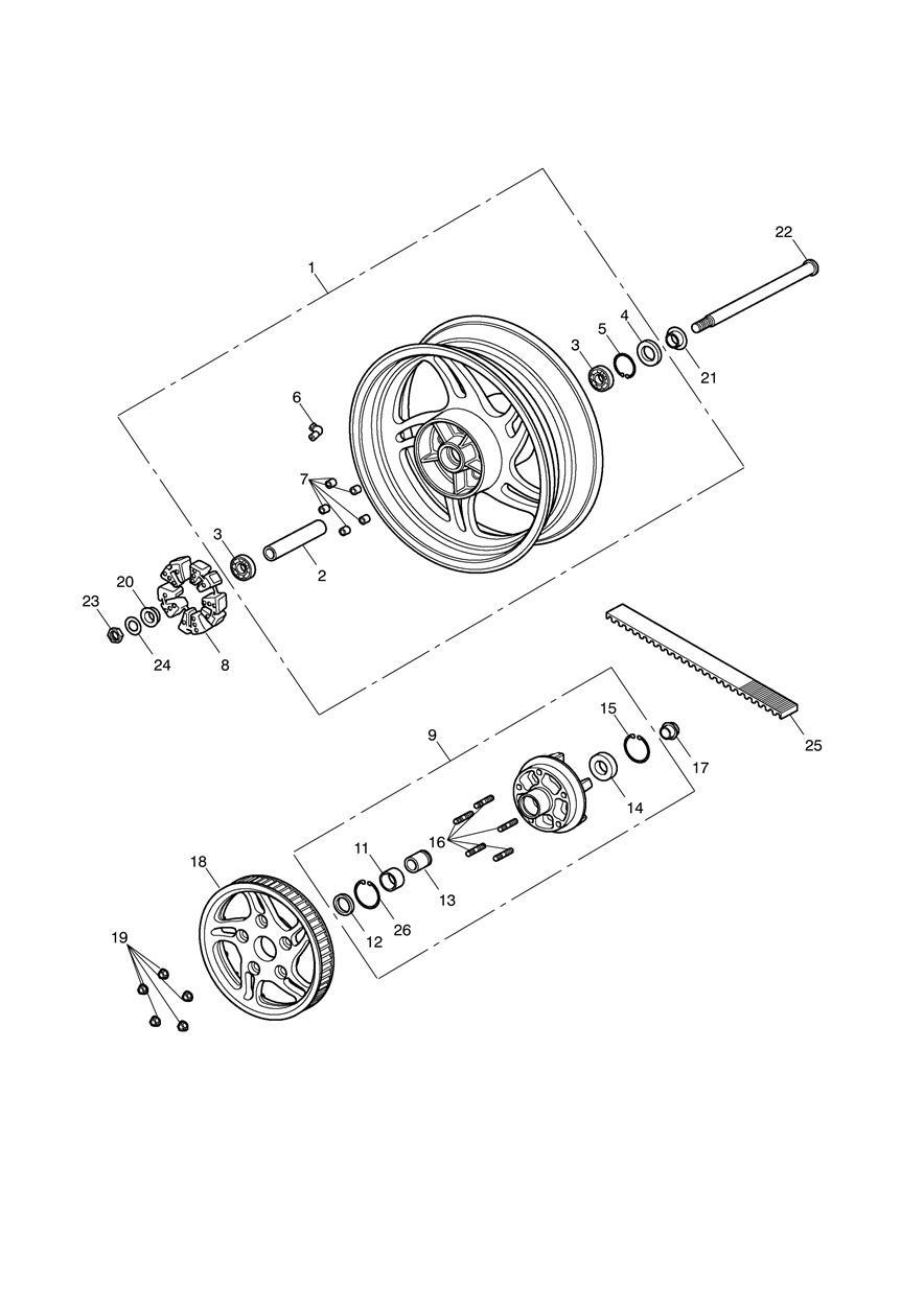 Rear Wheel & Final Drive exploded diagram