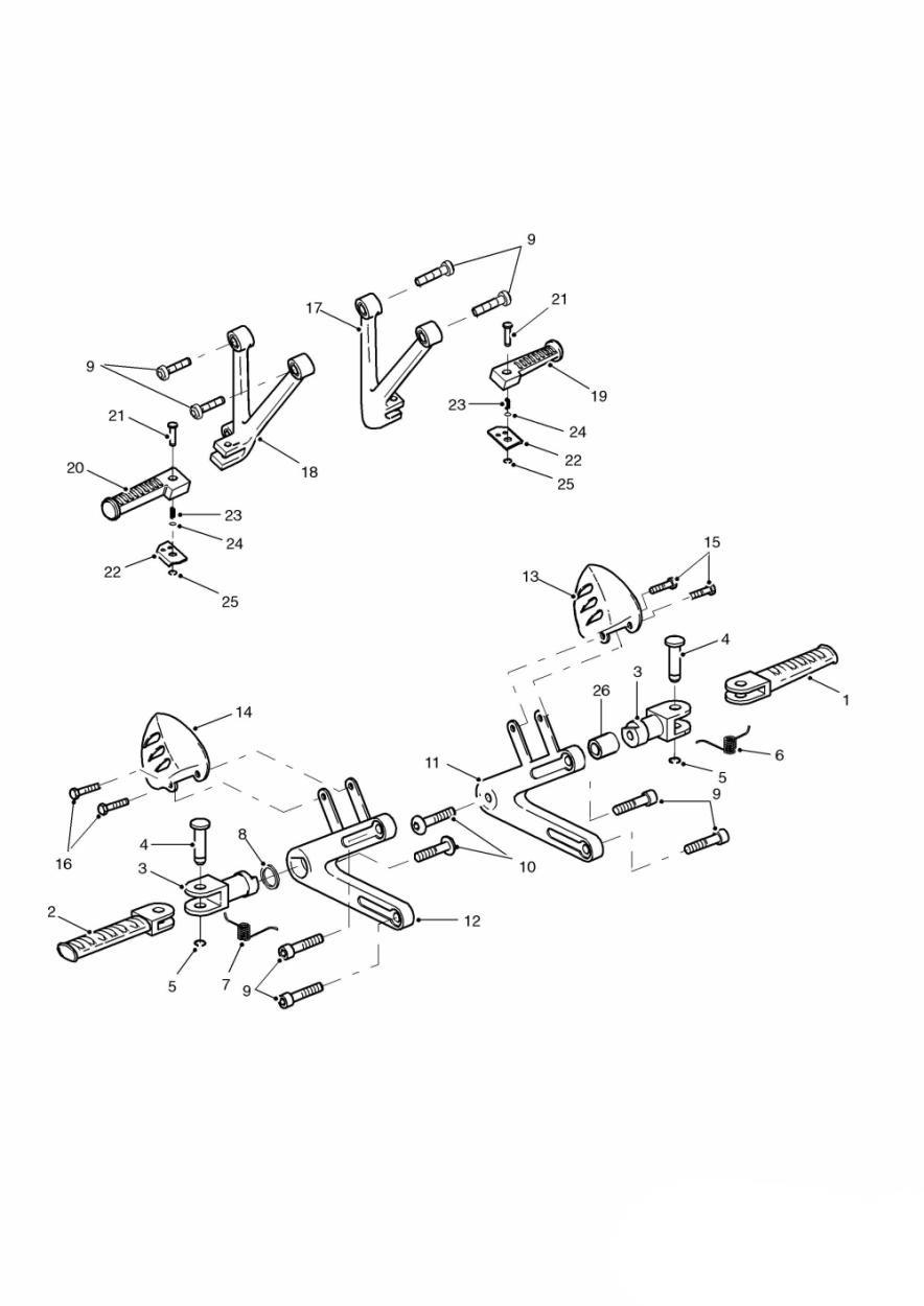 Footrests & Mountings exploded diagram