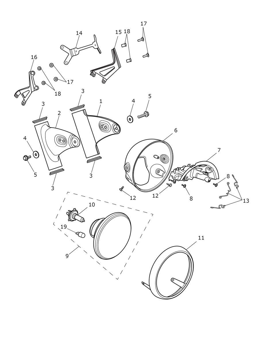 Headlights exploded diagram