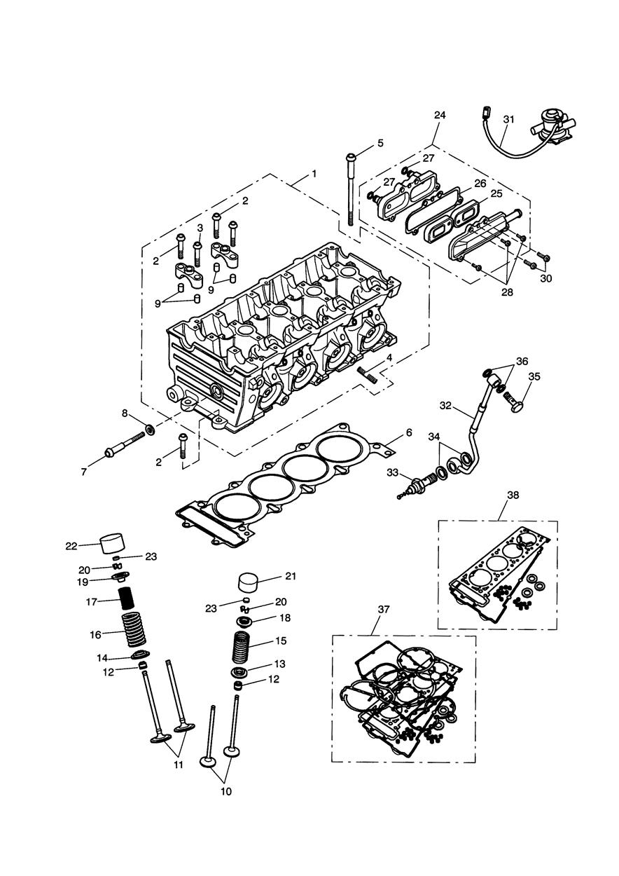 Cylinder Head and Valves exploded diagram