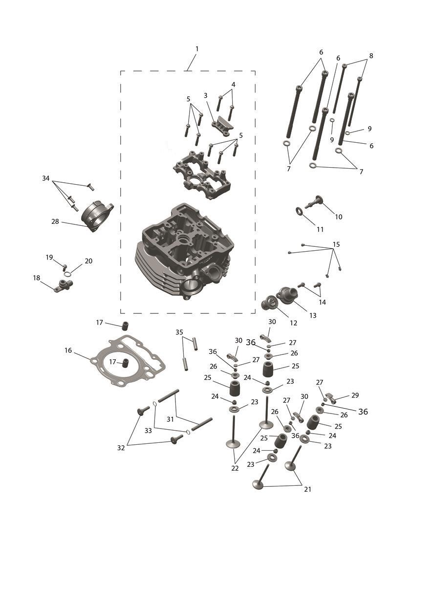 Cylinder Head & Valve Drive exploded diagram