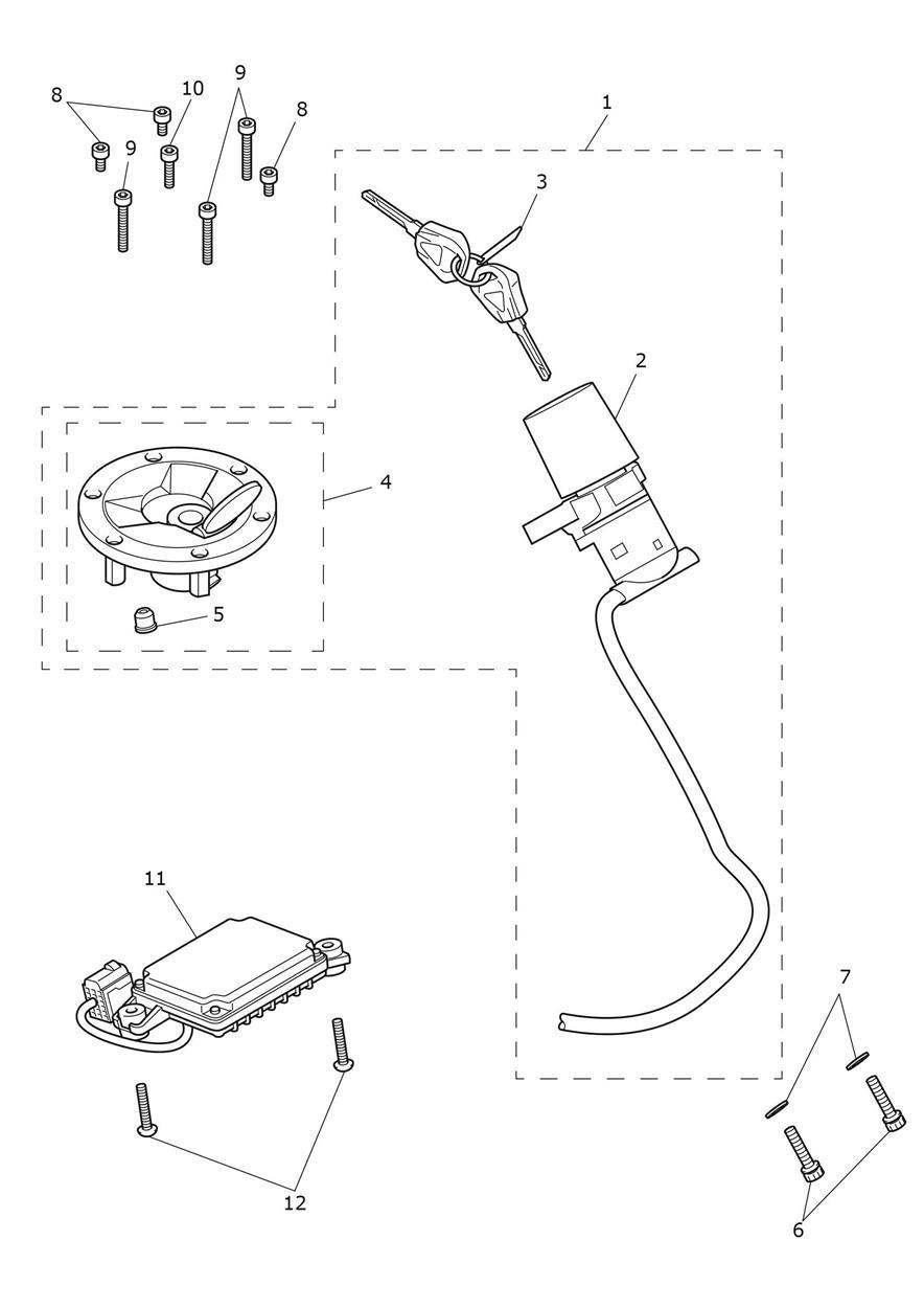 Ignition Switch & Lockset exploded diagram