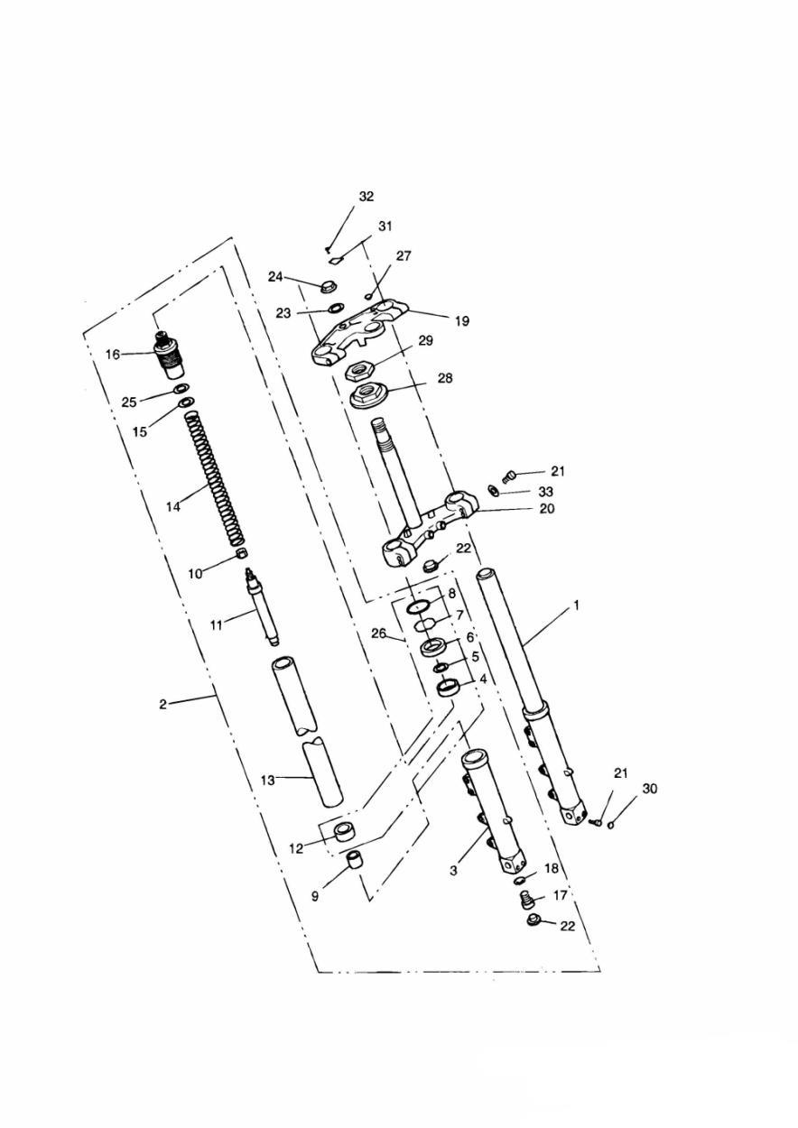 Front Forks and Yokes exploded diagram