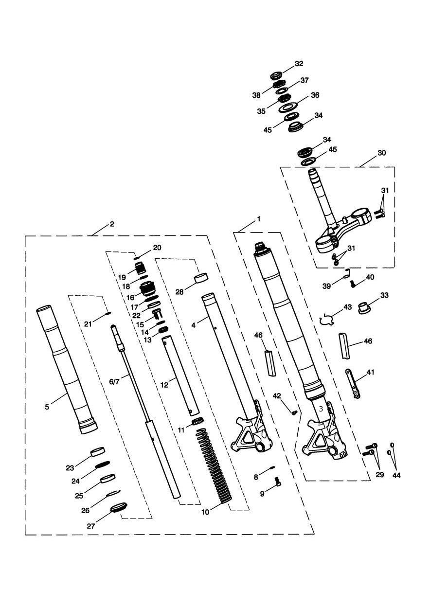 Front Forks & Yokes exploded diagram