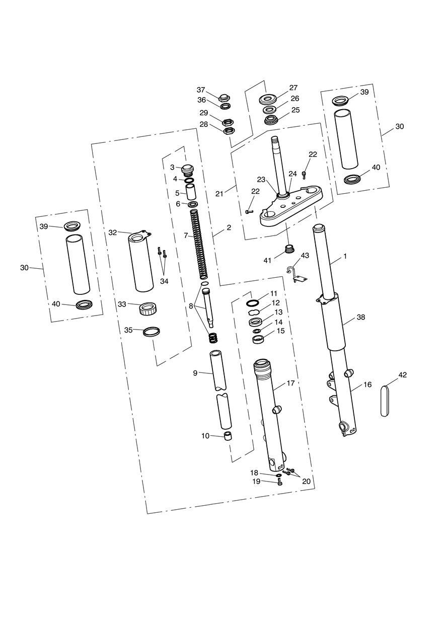 Front Forks & Lower Yoke exploded diagram