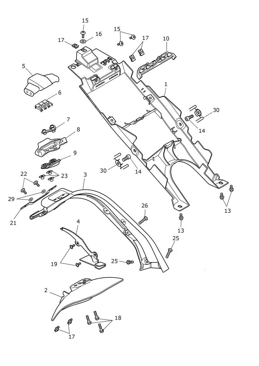Rear Mudguard exploded diagram