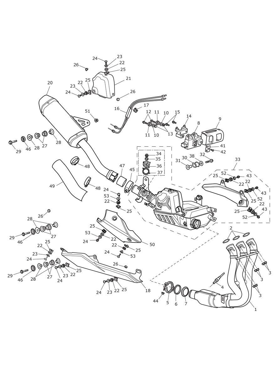 Exhaust System JP Only exploded diagram