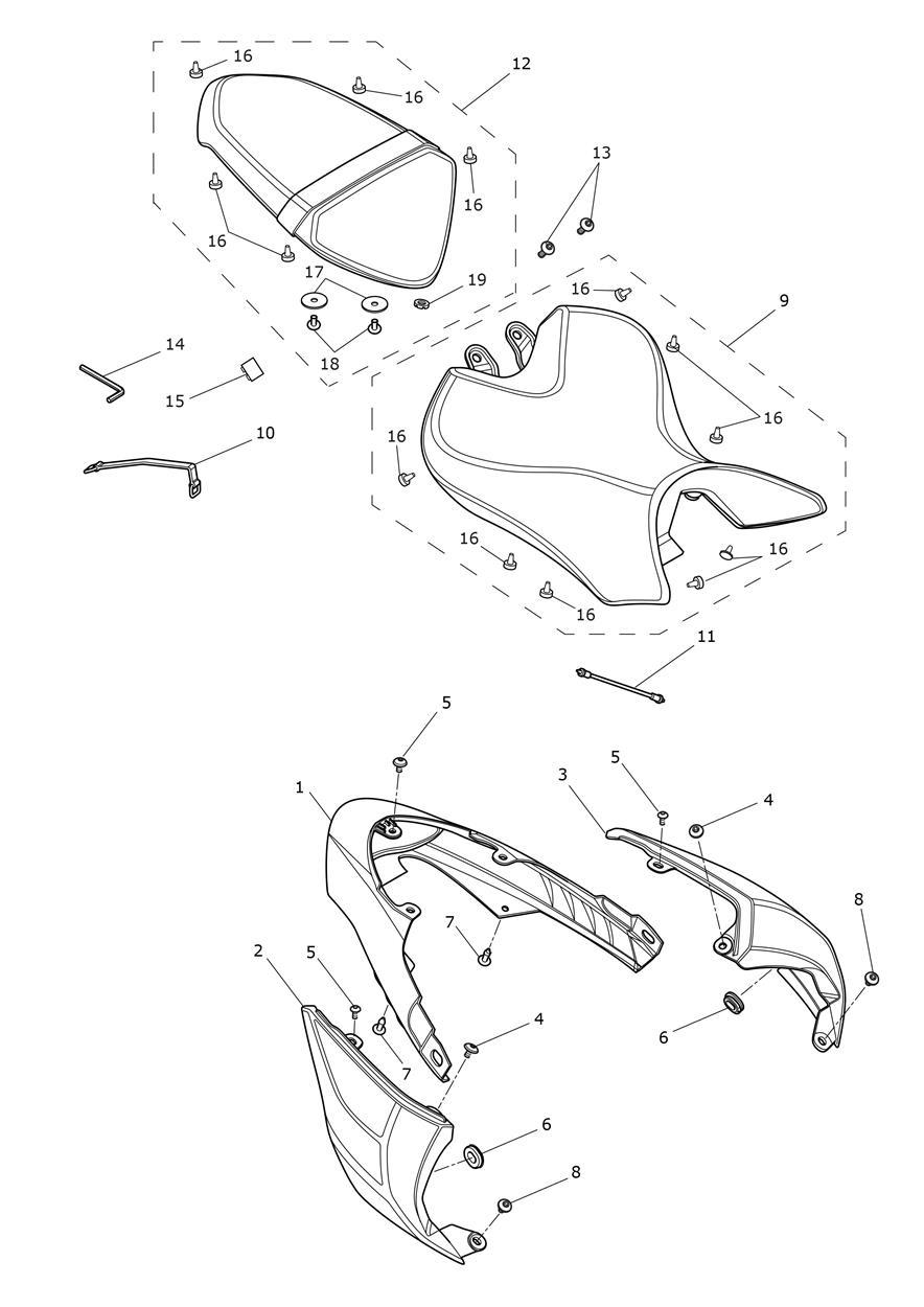 Rear Bodywork & Seat exploded diagram