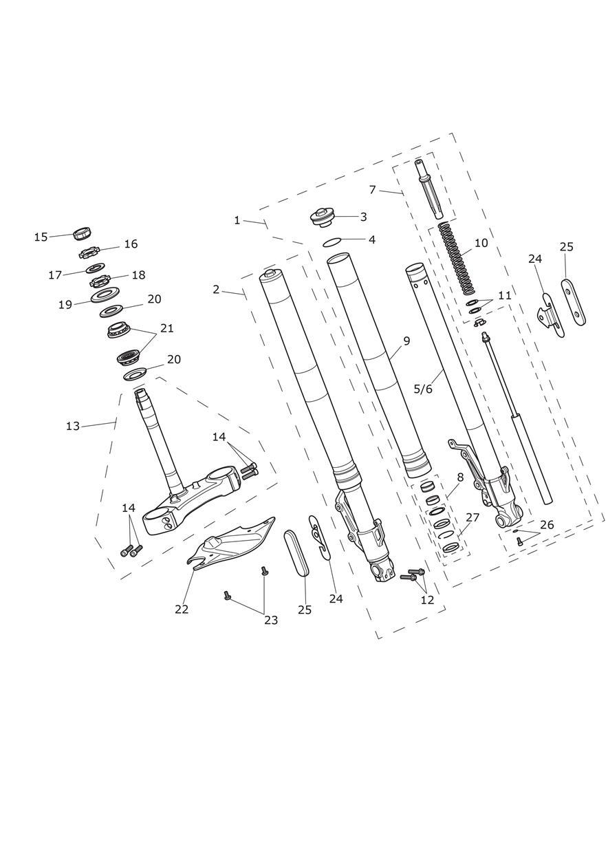 Front Forks & Yokes exploded diagram