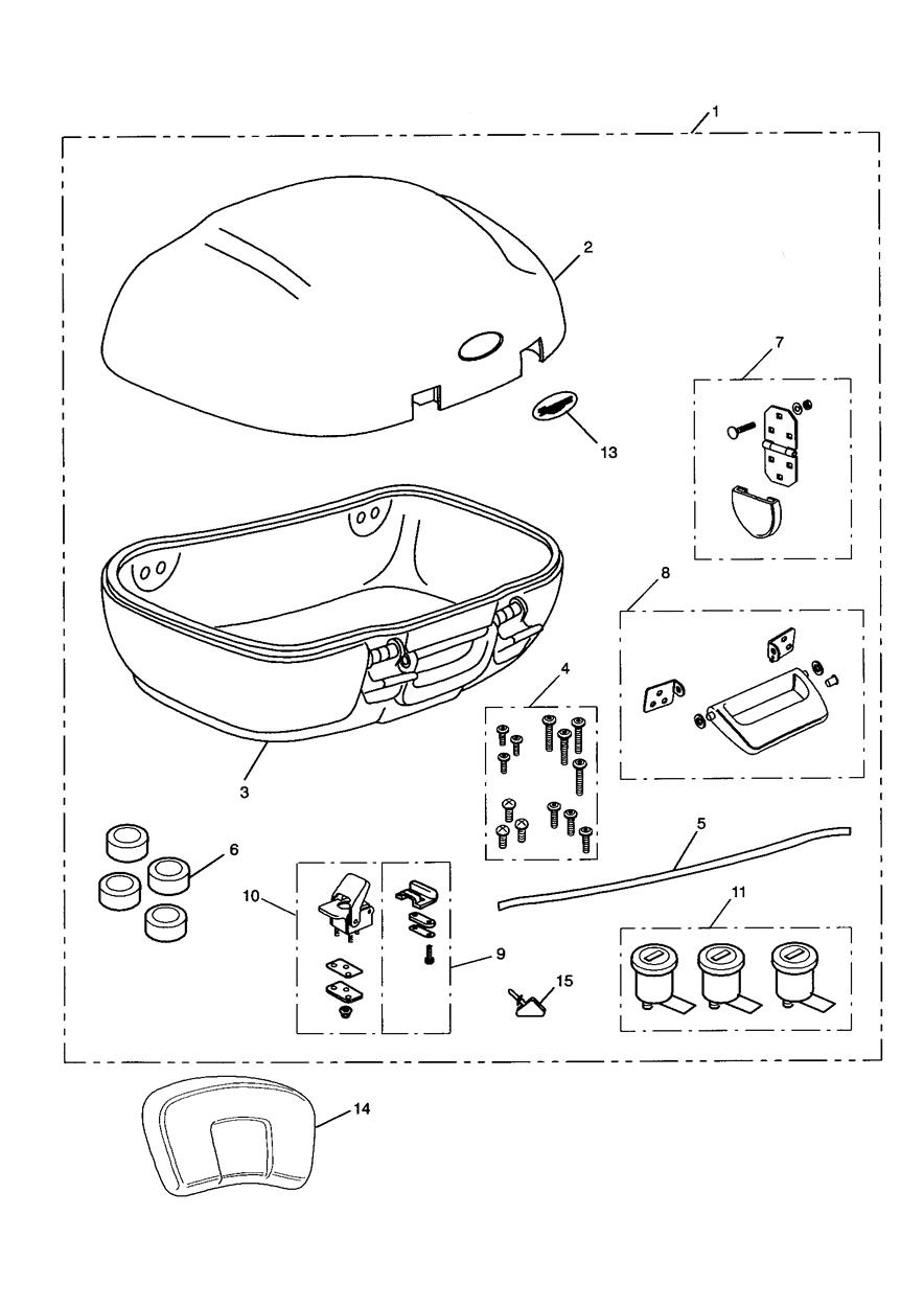 Colour Coordinated Top Box (from VIN 55072) exploded diagram