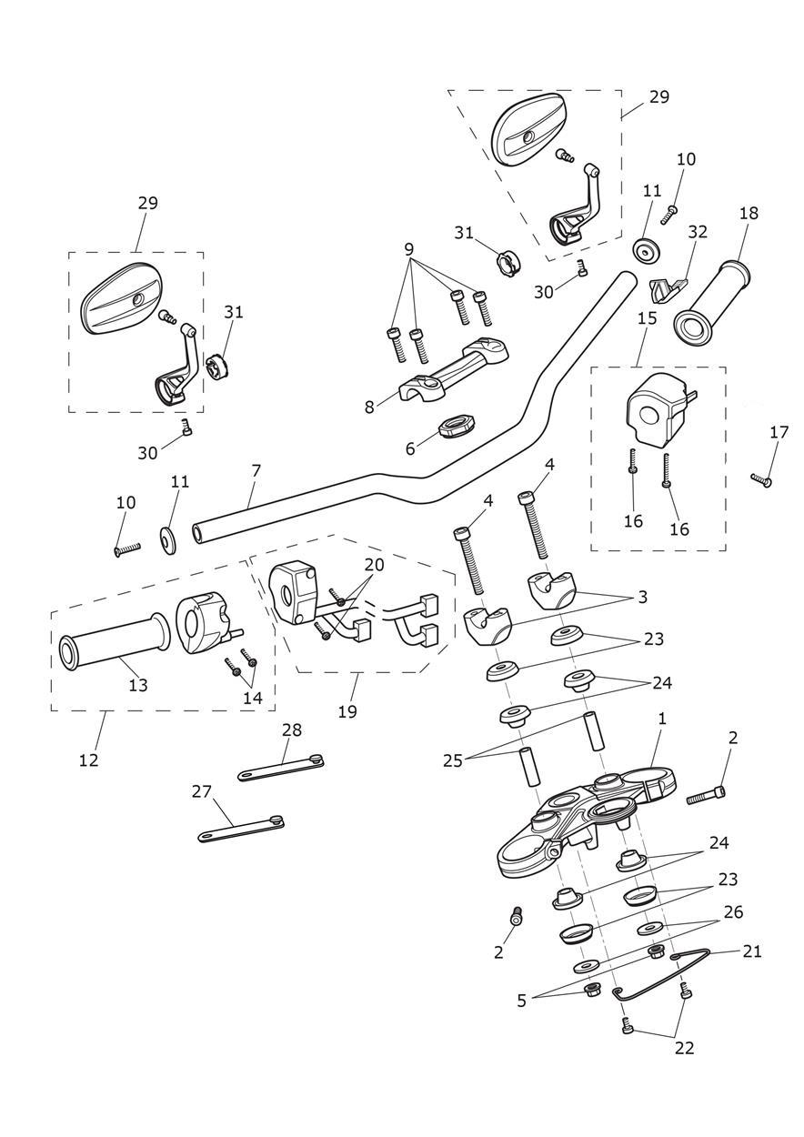 High Handlebars & Switches exploded diagram